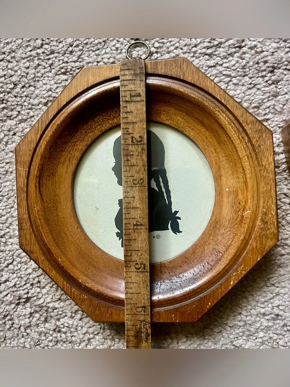 Vintage Silhouette Portrait Bubble Glass Wood Frames Pair Cottagecore